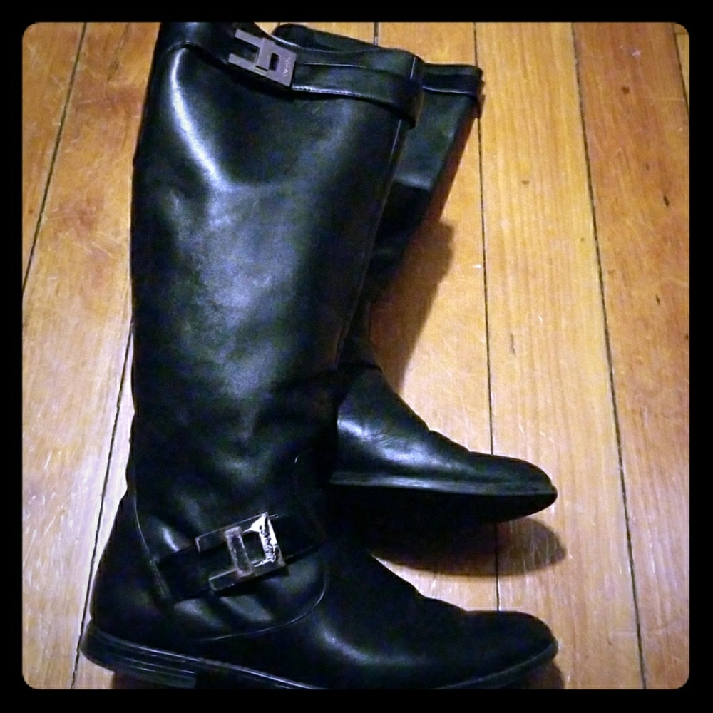 Black Calvin Klein Buckle Boots 7M